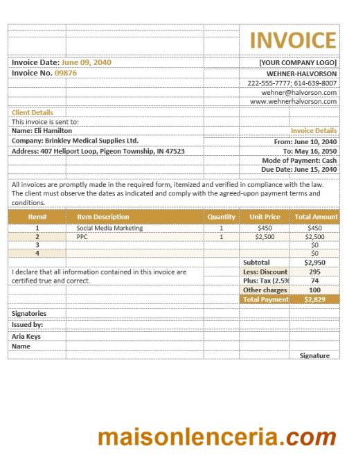 Podstawowy szablon faktury agencyjnej w formatach Word i PDF